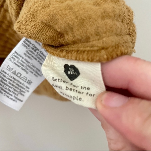 Madewell Lightspun Button-Back Peplum Top Mustard Yellow Tan Large - Picture 8 of 10